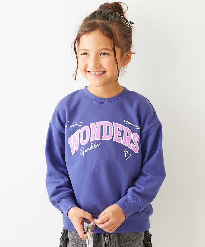 日本 devirock - 熱銷定番 女孩印花縮口長袖上衣-花朵-灰黑