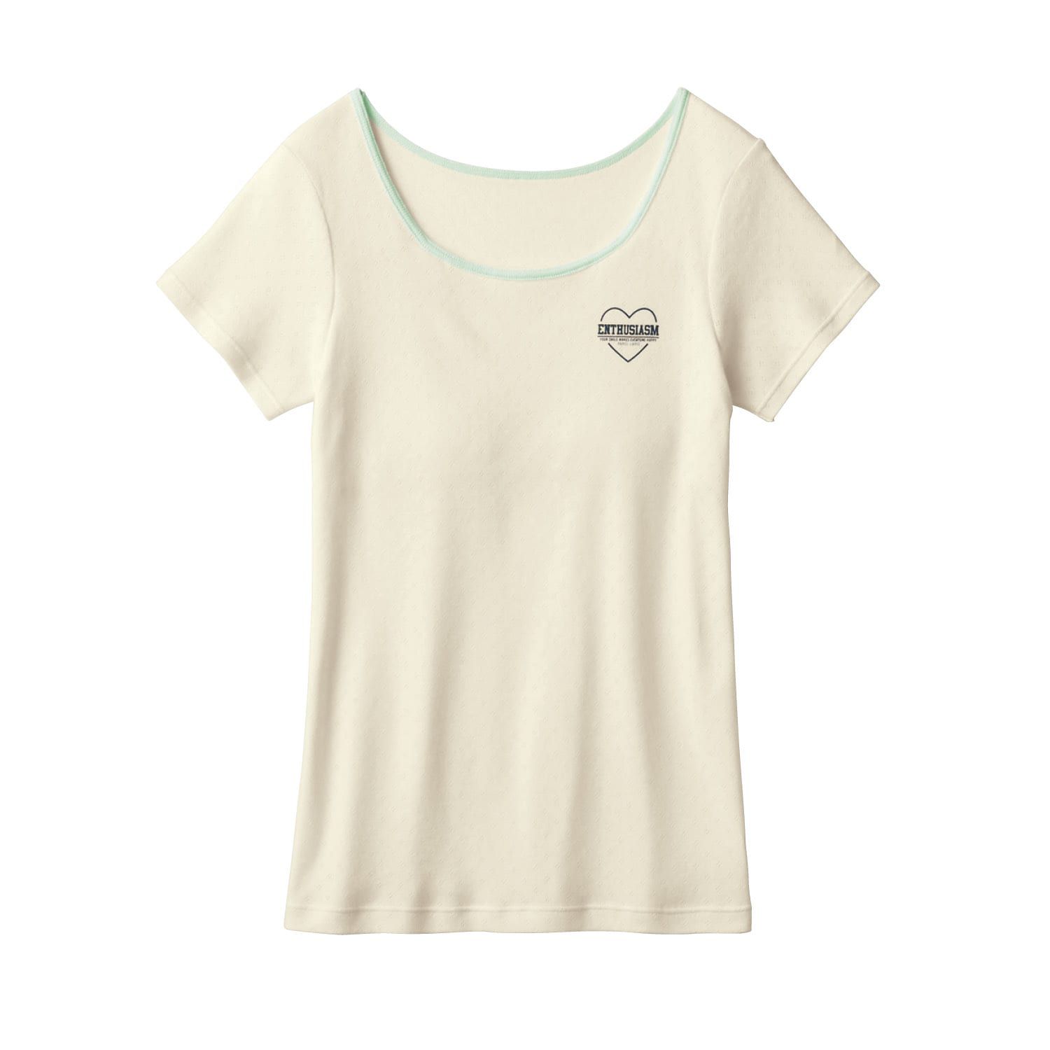 日本 Hummingchouchou - 100%棉 附Bra少女內搭短袖上衣-蝴蝶結-米白