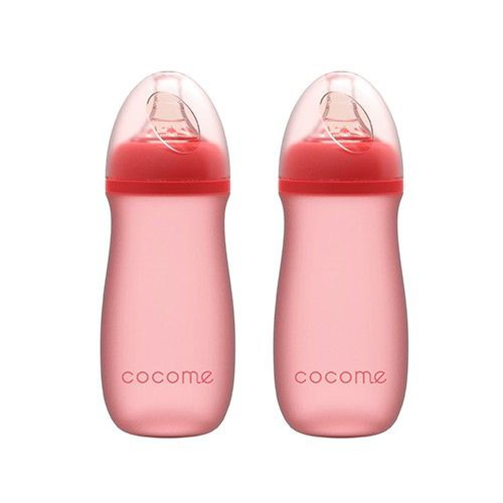 cocome 可可萌 - 防爆感溫晶鑽寬口玻璃奶瓶-2 入實用組-粉紅色 (L [6個月起]x2)-260mLx2