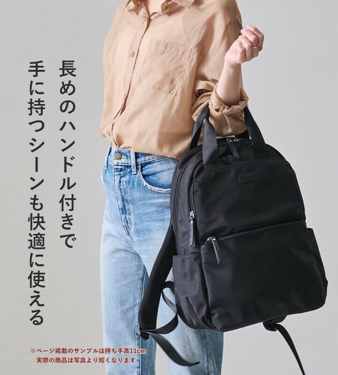 日本 LIZDAYS - 12口袋防潑水大容量尼龍後背包-(可掛行李箱)-卡其 (43x29cm)