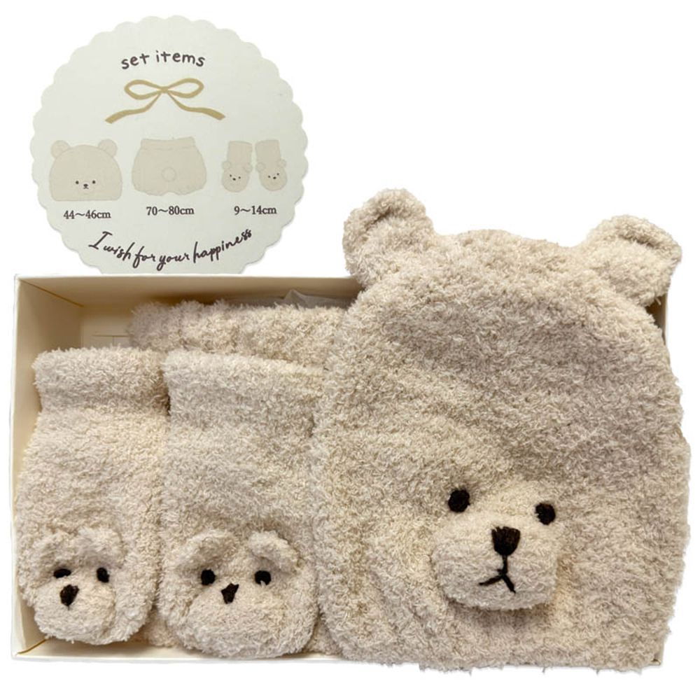 造型套裝-毛茸茸動物-象牙白色