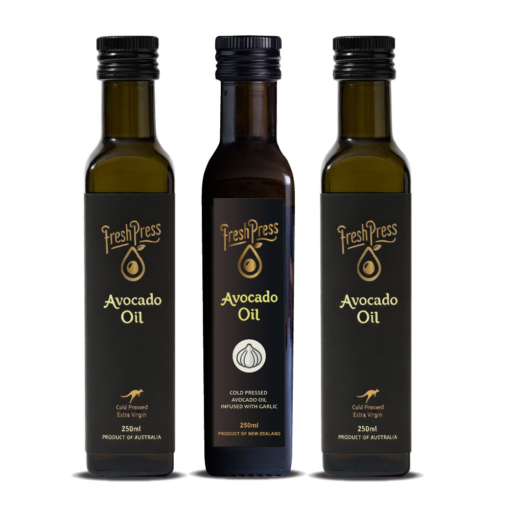 FreshPress頂級冷壓初榨酪梨油-原味2+蒜香1-250mlx3