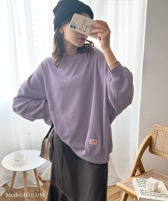 日本 Classical Elf - Java 棉混裏毛圓領素色大學T-摩卡棕