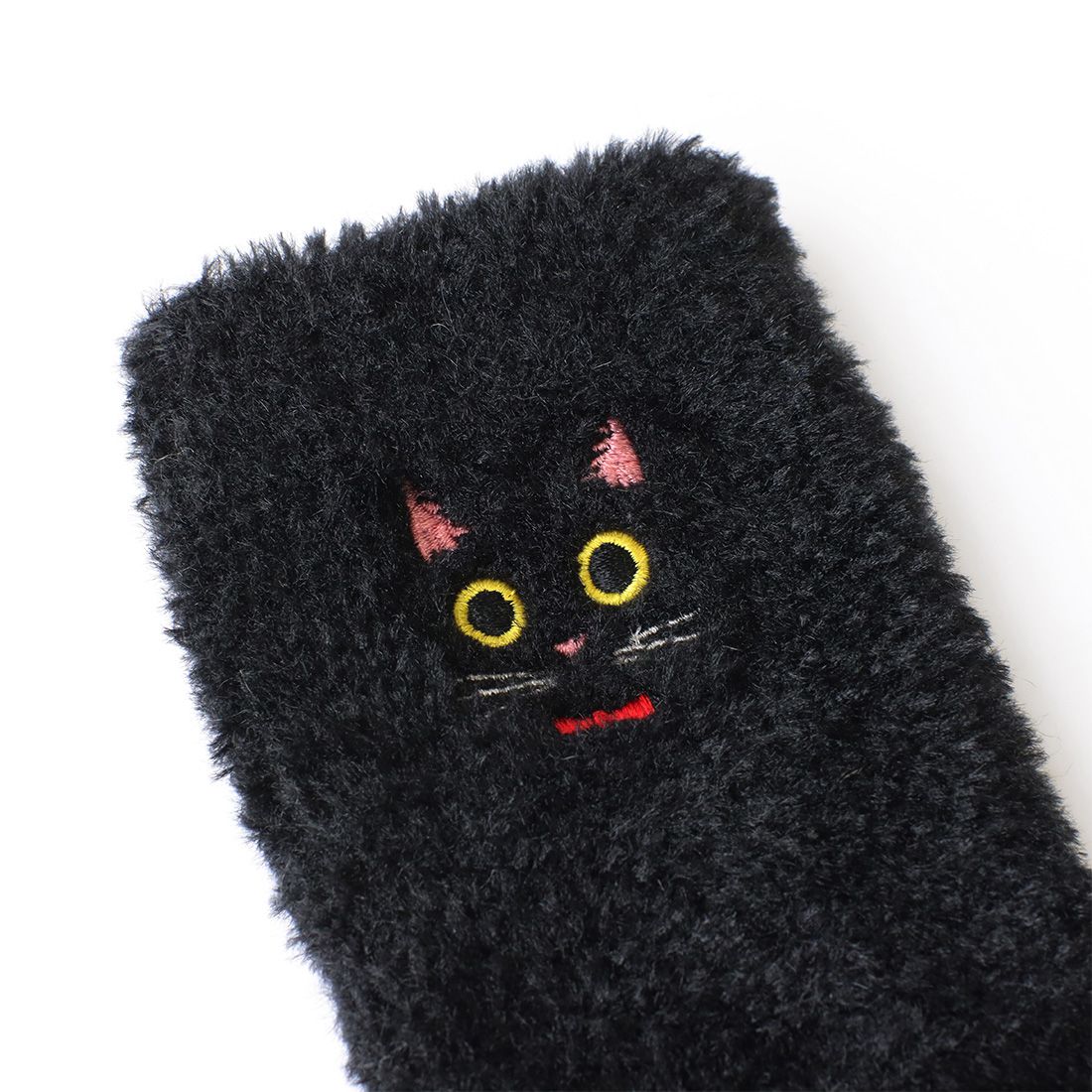 日本 TOMO - 可愛動物刺繡毛絨保暖襪-暹羅貓-桃粉