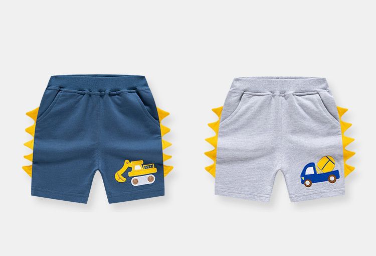 純棉運動短褲-立體小貨車-灰色