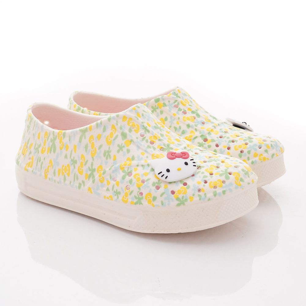 HELLO KITTY - 凱蒂貓可愛碎花洞洞鞋(中小童段)-休閒鞋-白綠