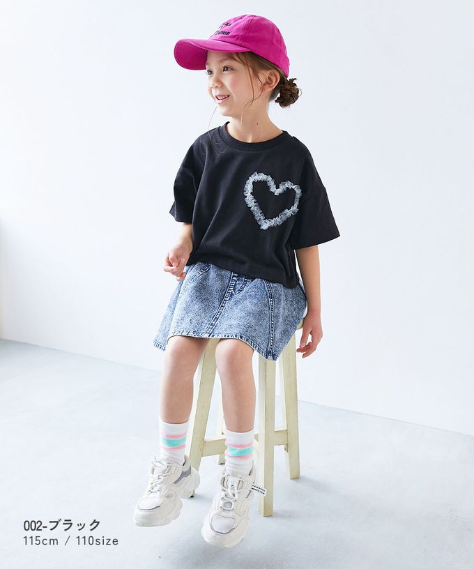 日本 devirock - 俏皮心型薄紗短袖上衣-淺藍