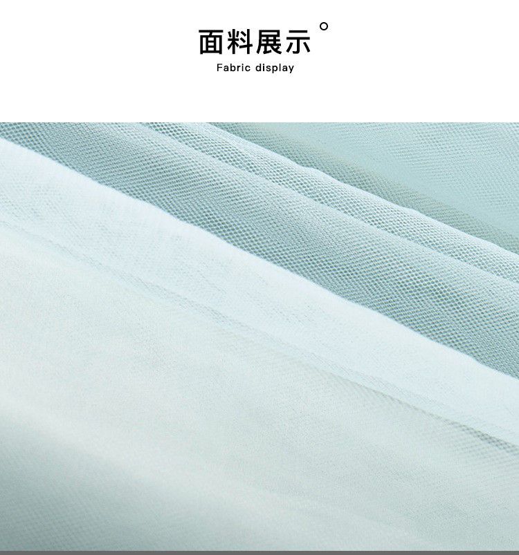 漢服風網紗旗袍背心洋裝-淺藍色