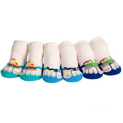 美國 Jazzy Toes - 時尚造型棉襪/止滑襪/假鞋襪/嬰兒襪_三入禮盒組-交通工具組