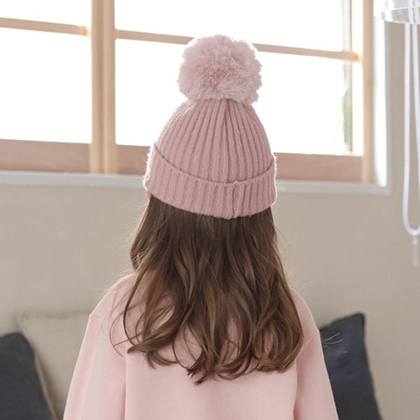 日本 Lycee mine - 可愛大絨球針織毛帽-象牙 (F(50～52cm))