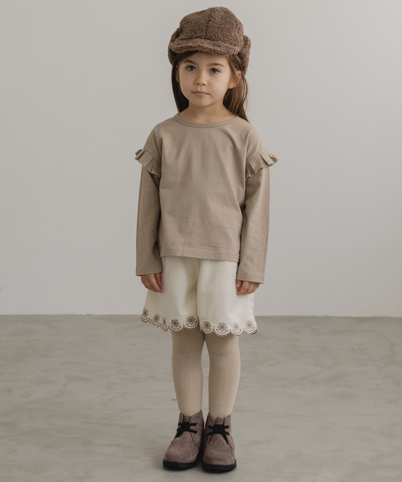 日本 PAIRMANON - 柔棉100% 可愛捲邊薄長袖上衣-桃粉