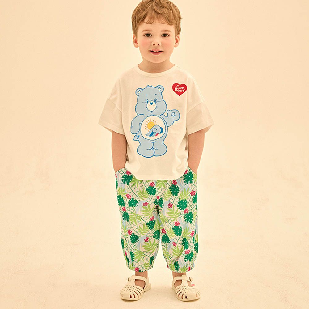 聯名款大熊短袖上衣X縮口長褲套裝-太陽雲彩熊