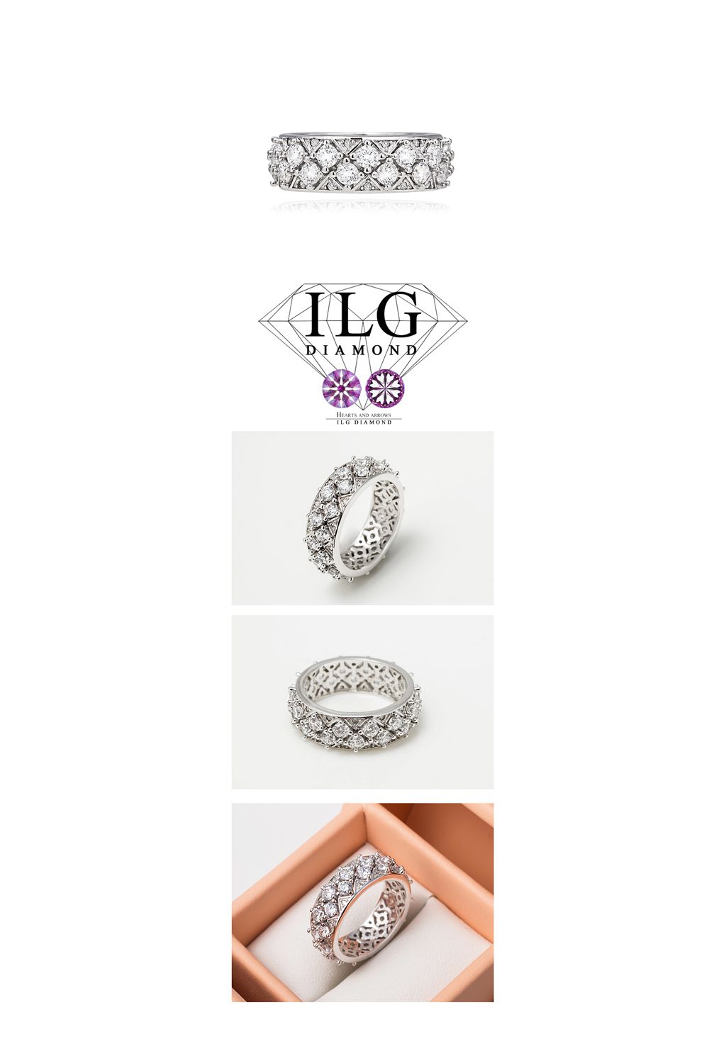 美國ILG鑽飾 - 媲美真鑽亮度的鑽飾【RI285】Fountain 泉源歐美寬版鑽戒-贈LED珠寶盒1個-外國抗敏外層電鍍頂級白K金色 (美圍5號)