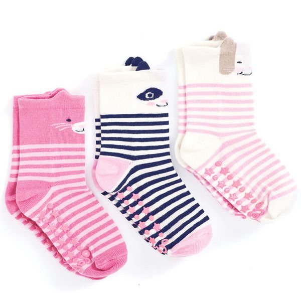 英國 JoJo Maman BeBe - 柔細寶寶兒童短襪/棉襪 3入組-狐狸熊 (6-12M)