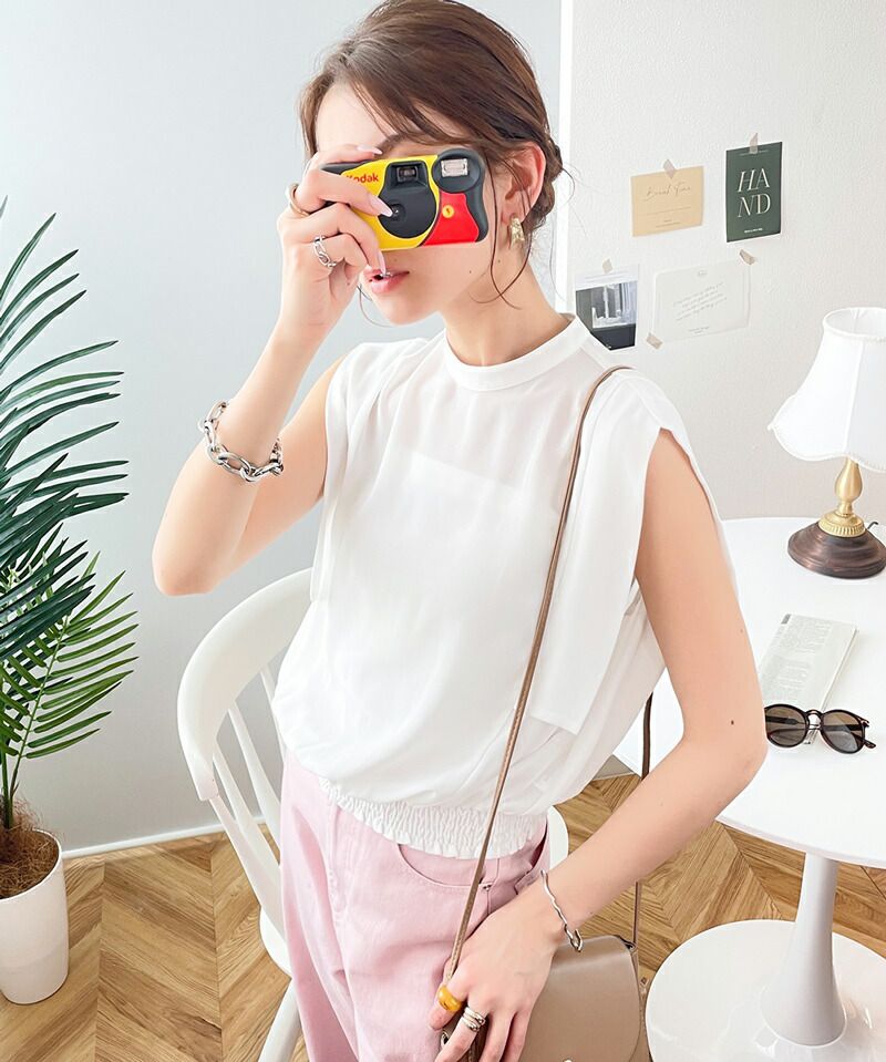 日本 Classical Elf - 優雅時尚雪紡無袖上衣-點點-春芽綠