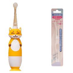 日本 Hamieru - 光能音波電動牙刷2.0 狐狸黃-加贈3-5歲(1組2入)-電動牙刷*1 ; 3~5歲刷頭*1