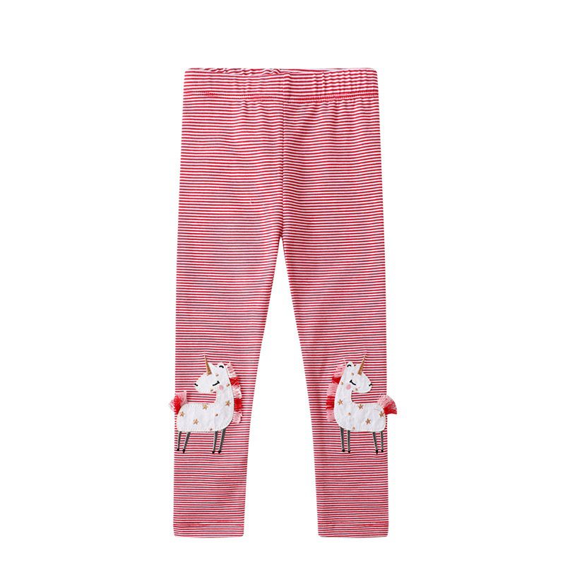 Jumping meters - 休閒腰鬆緊內搭褲-夢幻獨角獸-紅色