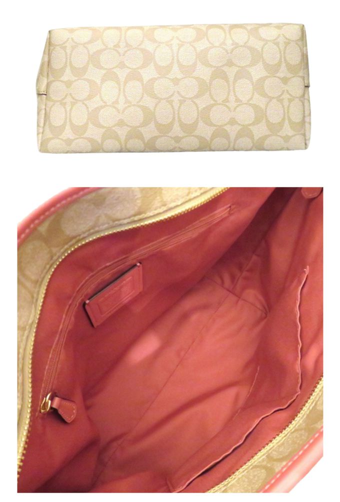 COACH - 馬車LOGOPVC皮革托特包 (卡其粉)