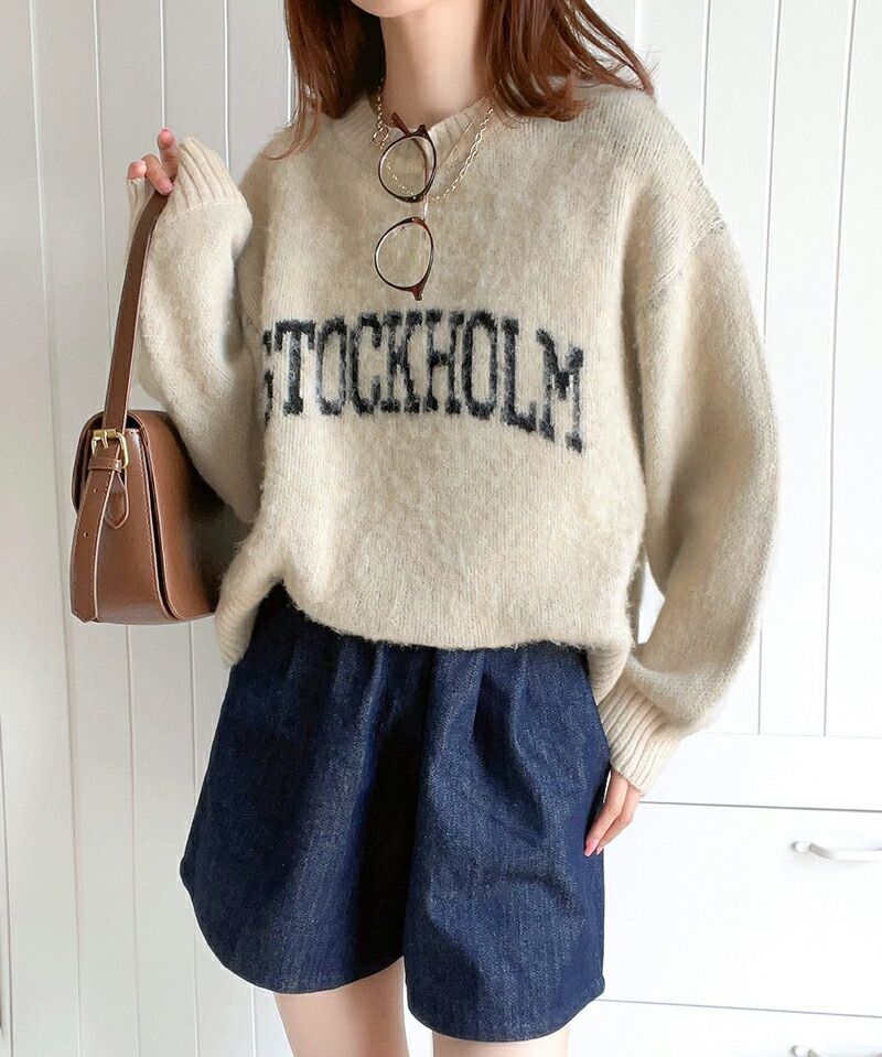 日本 Classical Elf - 印花柔軟毛絨短版毛衣-咖啡