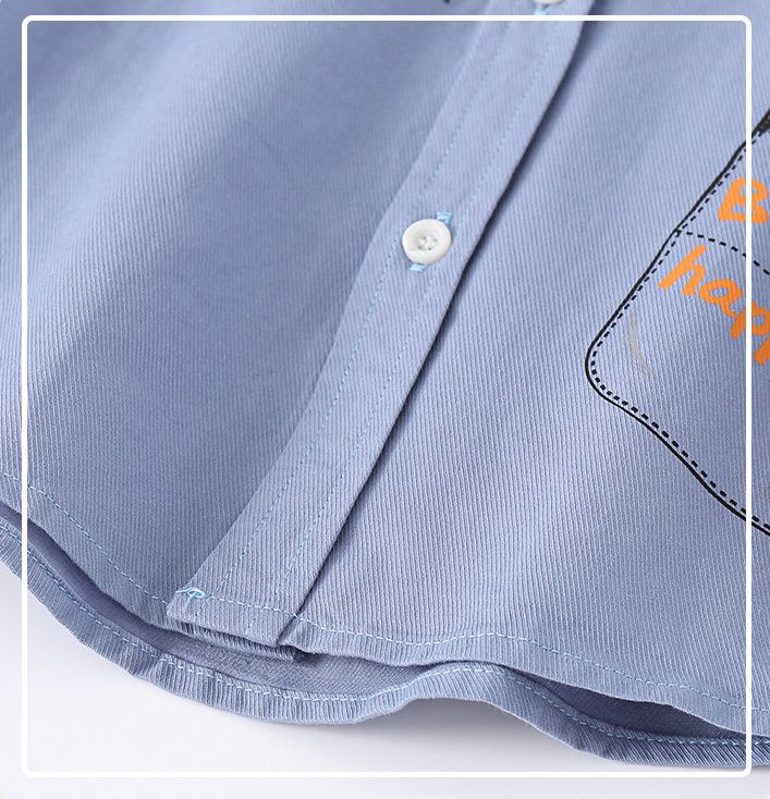 WELLKIDS - 純棉童趣長袖襯衫-畫畫熊-藍色