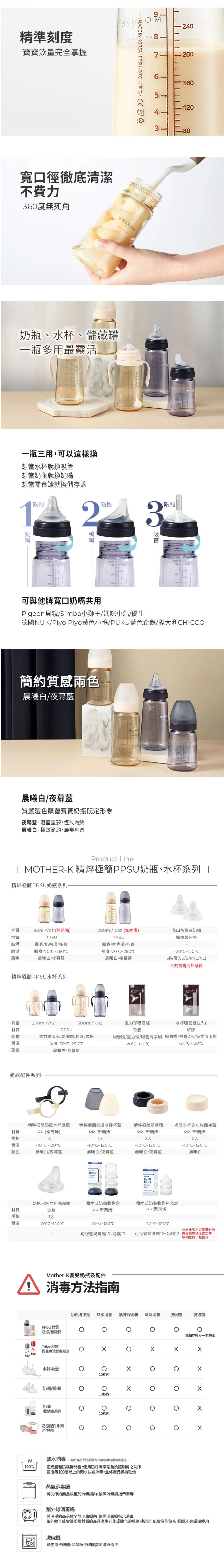 MOTHER-K - 精粹極簡PPSU奶瓶-晨曦白-280ML