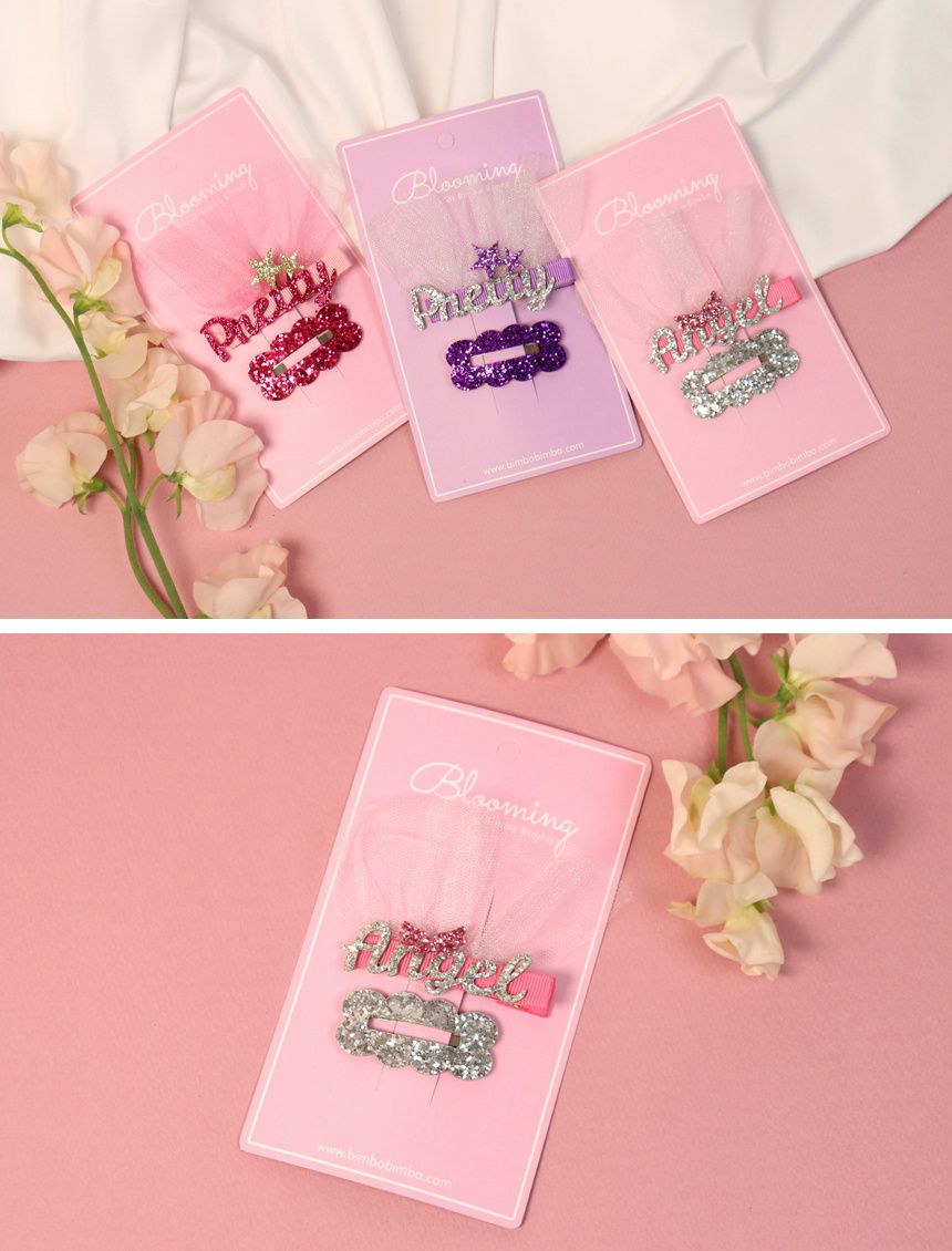 韓國 Bimbo Bimba - 髮夾2入組-Angel-玫瑰粉