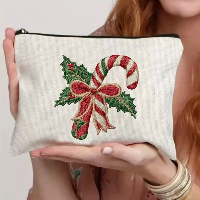 聖誕節精美印刷帆布提袋配拉鍊收納袋-2件組