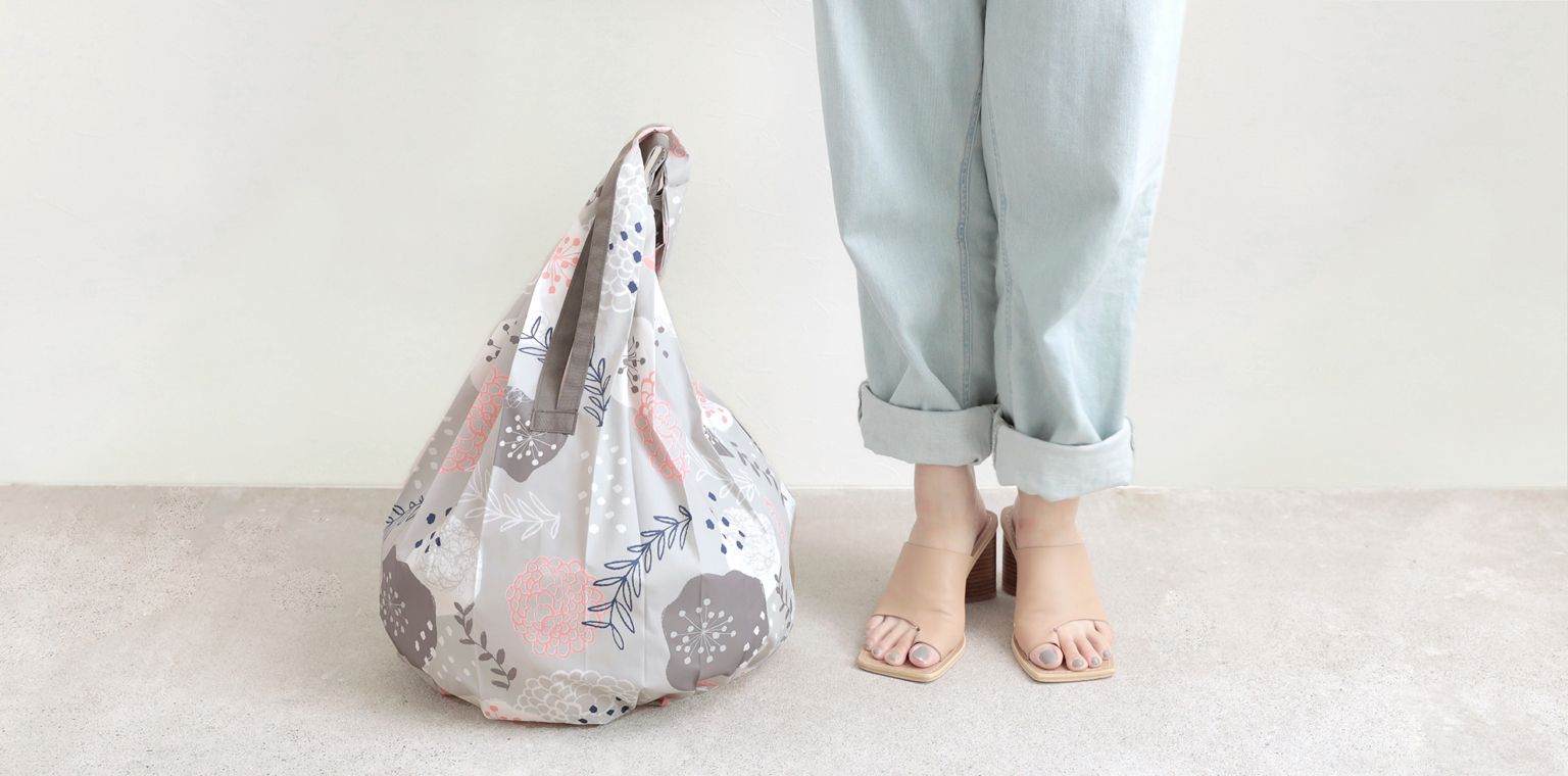 日本 MARNA - Shupatto 秒收摺疊購物袋-Drop水滴款-帥氣黑 (L(30x63cm))-耐重 10kg / 25L