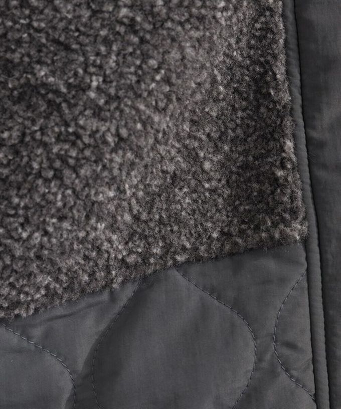 日本 Lupilien - 文青風異素材毛絨拼接保暖背心-炭灰