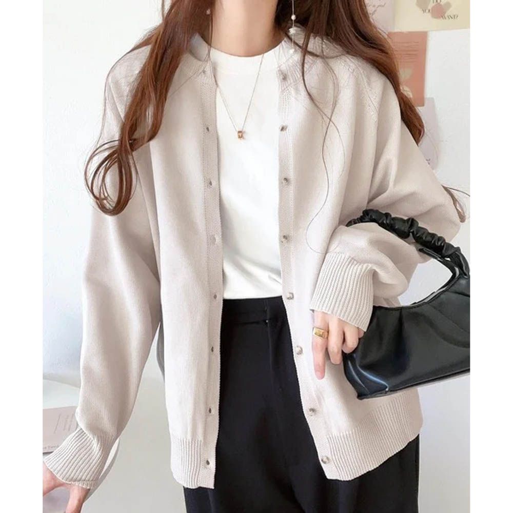 [必收款] 2WAY輕量百搭薄針織外套-淺灰