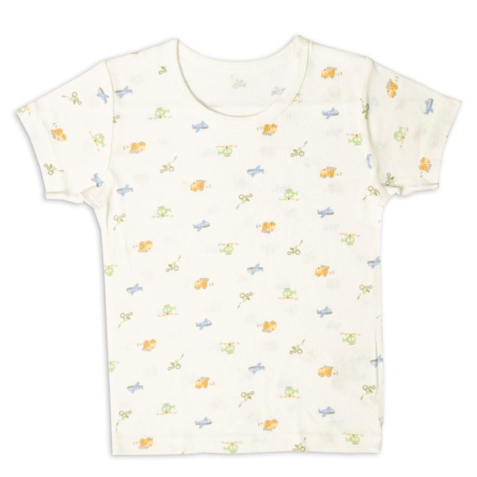 akachan honpo - 短袖圓領速乾上衣-2件組 交通工具-淺藍色