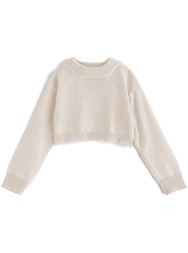 日本 GRL - 甜美一字領針織毛衣-春櫻粉 (F)