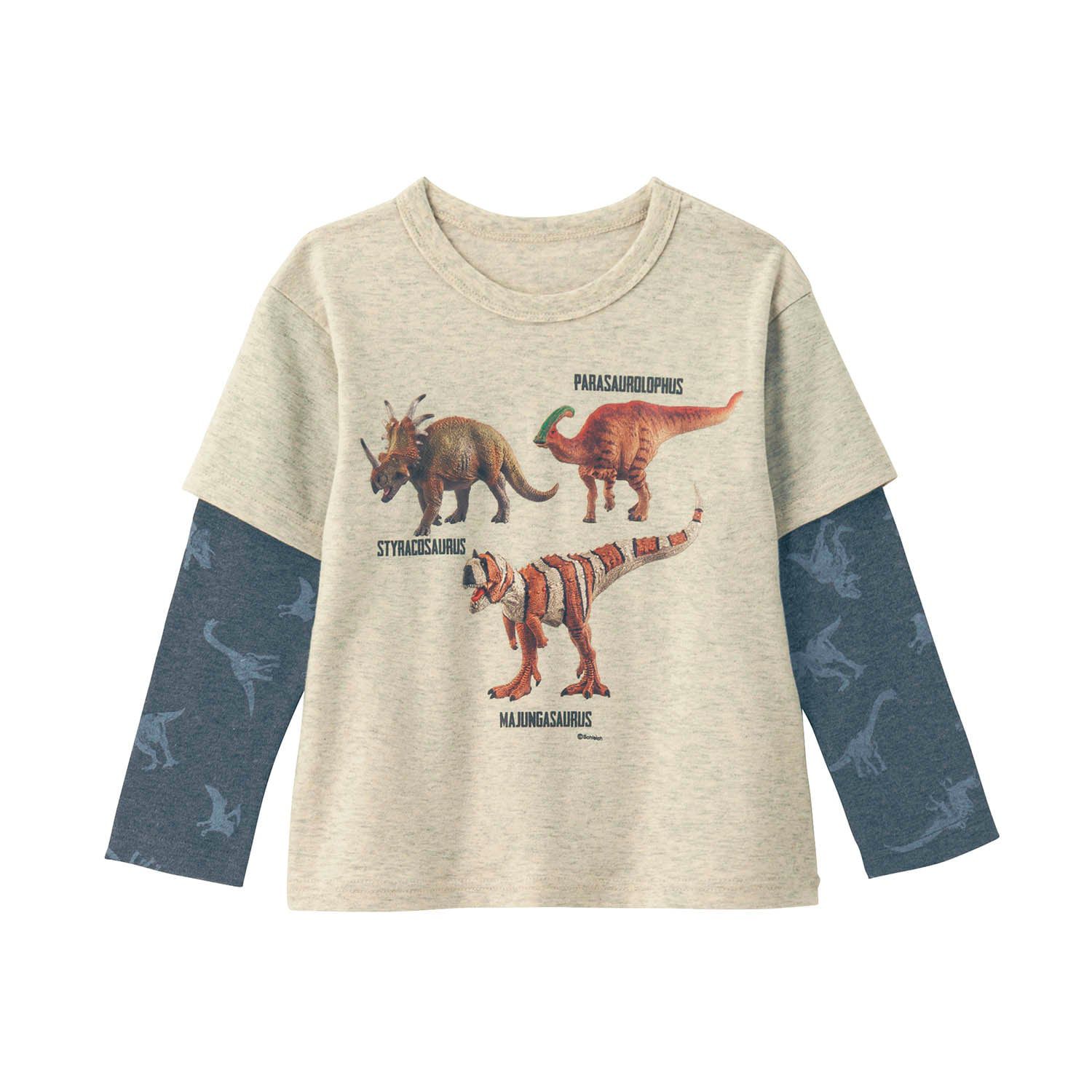 日本千趣會 - Schleich系列 假二件長袖上衣-燕麥x深藍袖