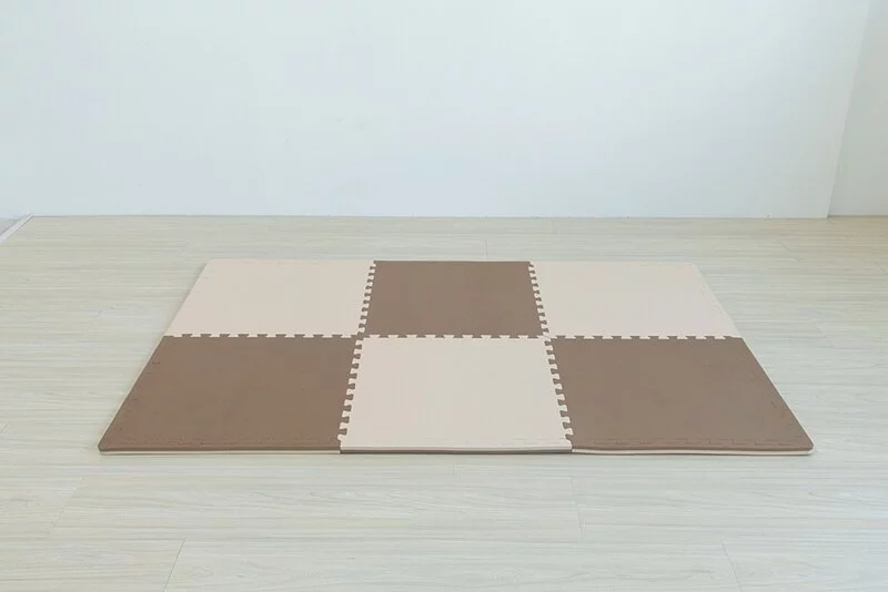 Pato.Pato - Hipopo方塊遊樂圍欄+雙色地墊安心組-可可&奶茶-圍欄6入(L型x4+I型x2)＋60x60x2cm地墊6片(附贈邊條x12)