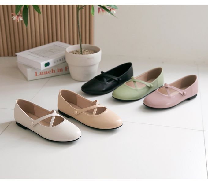 韓國 PINKELEPHANT - 心動交叉瑪莉珍包鞋(1cm)-象牙白