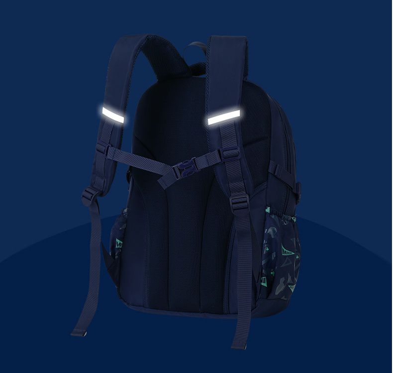 大容量減壓書包-裝飾MICKEY標籤-藍色 (建議身高110-150cm)