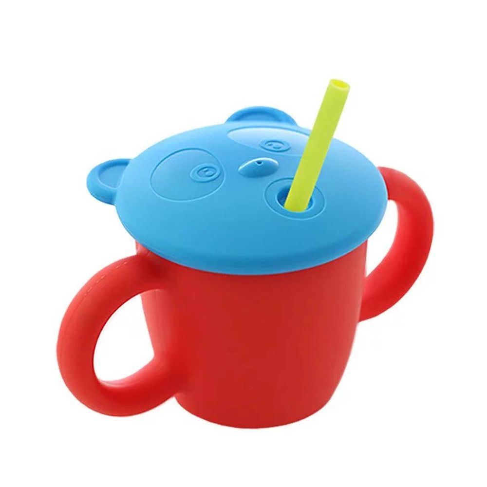 韓國 sillymann - 100%鉑金矽膠 兒童專用雙手握把喝水學習杯(220ml)-石榴紅