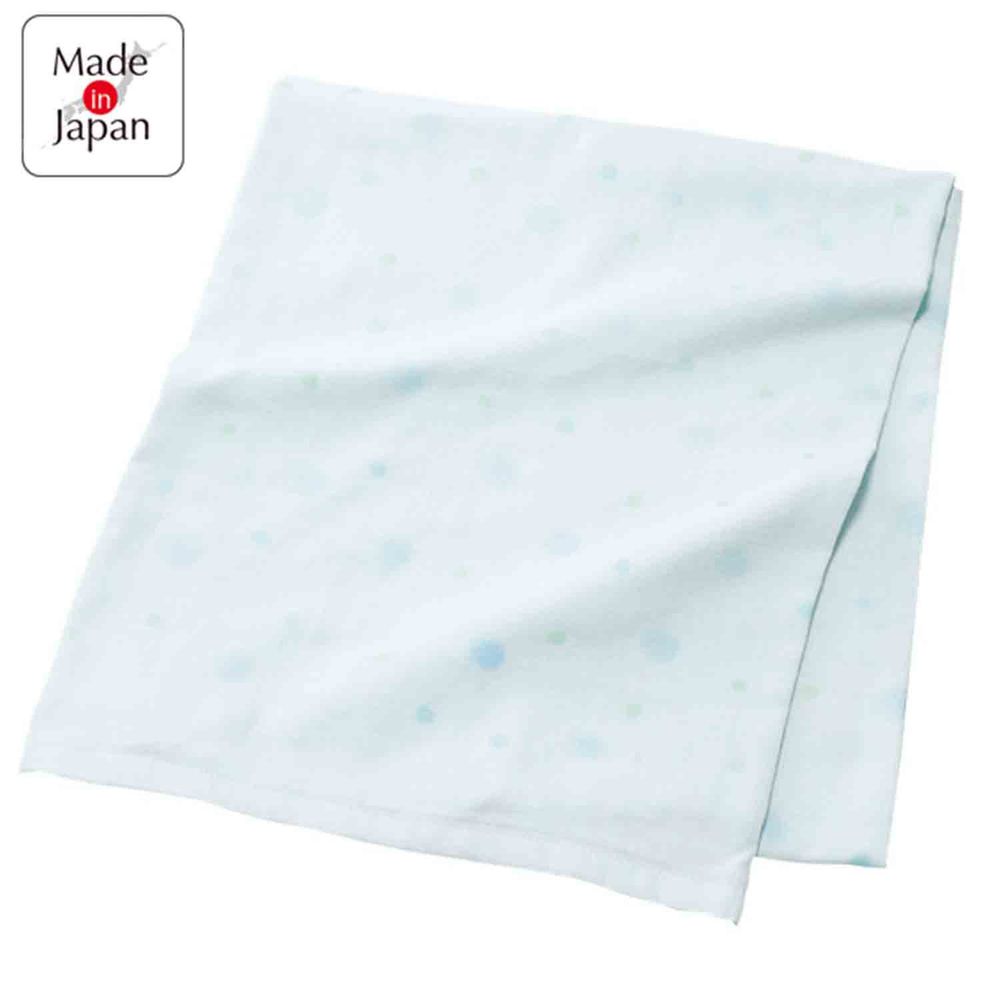 akachan honpo - 柔軟棉紗浴巾 長方形-點點-淺藍色