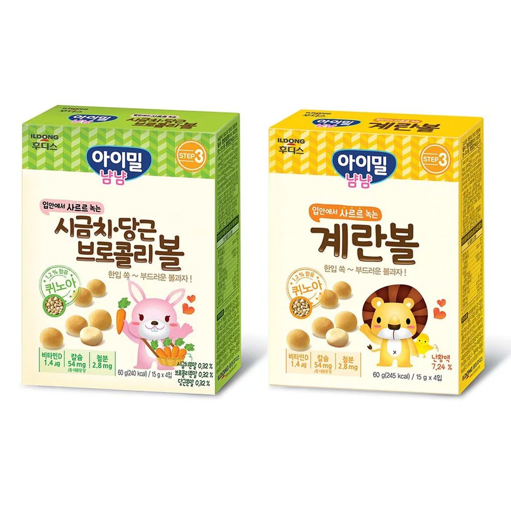 韓國Ildong Foodis日東 - 藜麥小饅頭二入組-雞蛋*1+綜合蔬菜*1