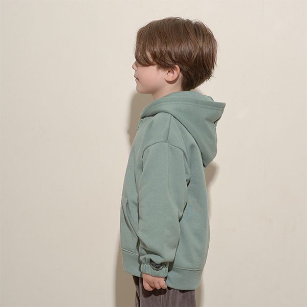 日本 b-ROOM - 簡約百搭連帽運動外套-素色-灰綠