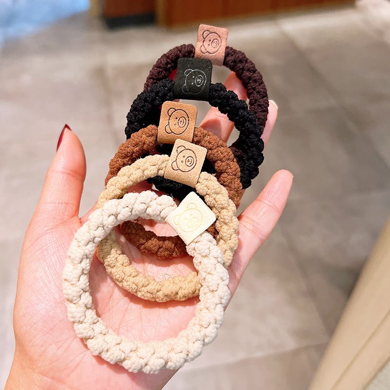 泰迪絨高彈力百搭髪圈(10入組)-熊熊-混色