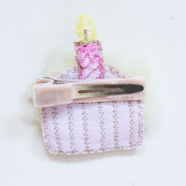 美國 Chic Baby Rose - 手工髮夾_生日蛋糕款-米白 (單一尺寸)