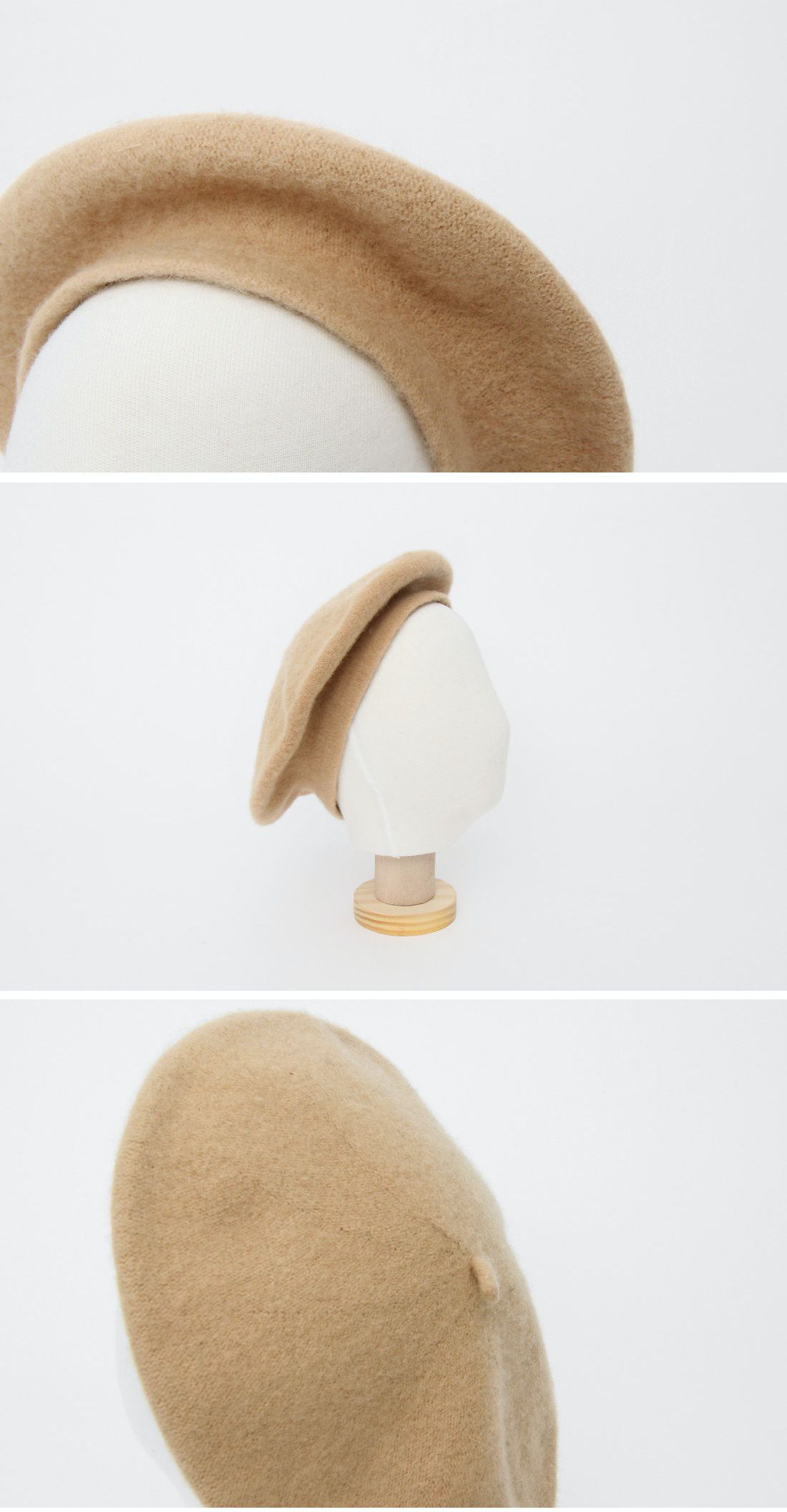 韓國 Babyblee - 羊毛素色貝蕾帽-淺粉紅 (FREE)