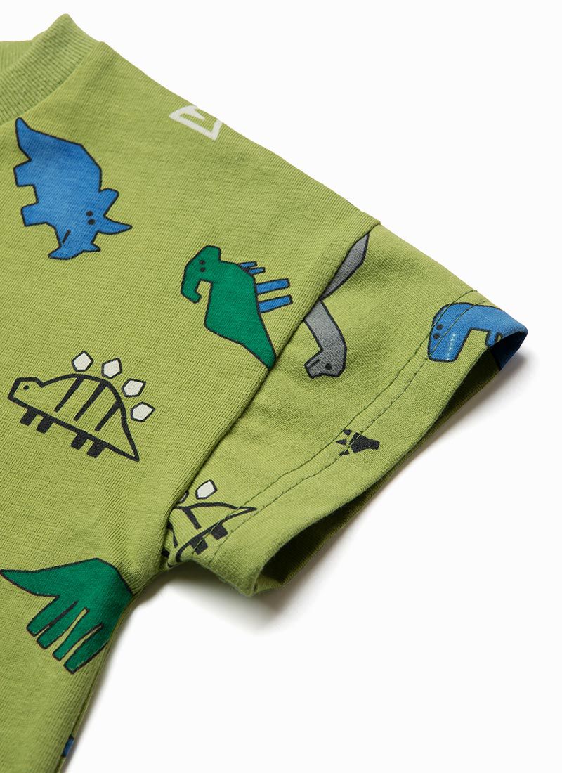 韓國 OZKIZ - 侏羅紀恐龍短袖上衣-天藍