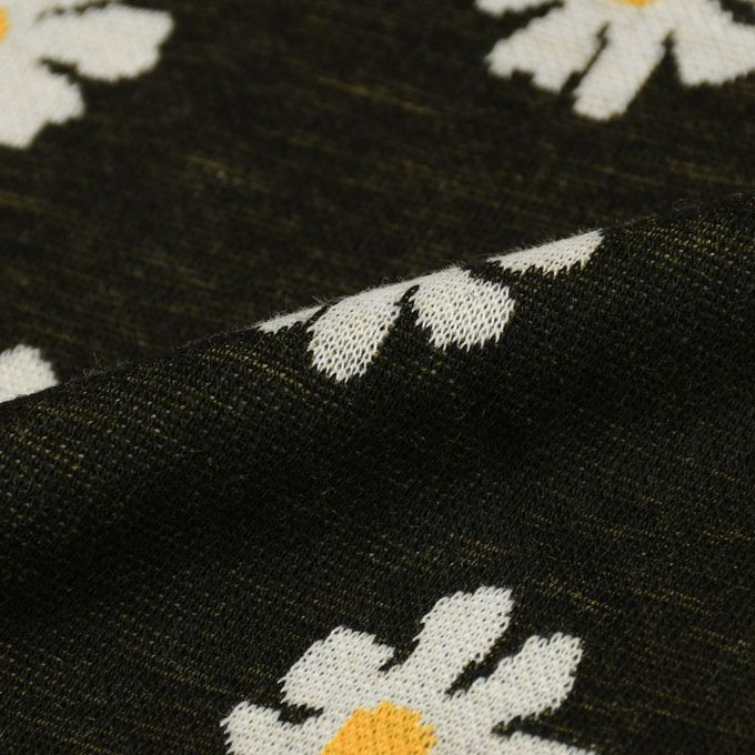 akachan honpo - 長袖休閒上衣-小花圖案緹花-黑色