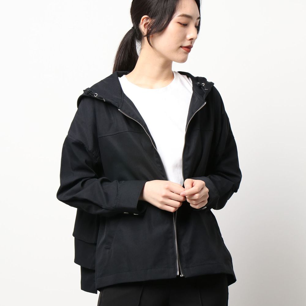 日本 Riche Glamour - 蛋糕層次造型連帽外套-黑