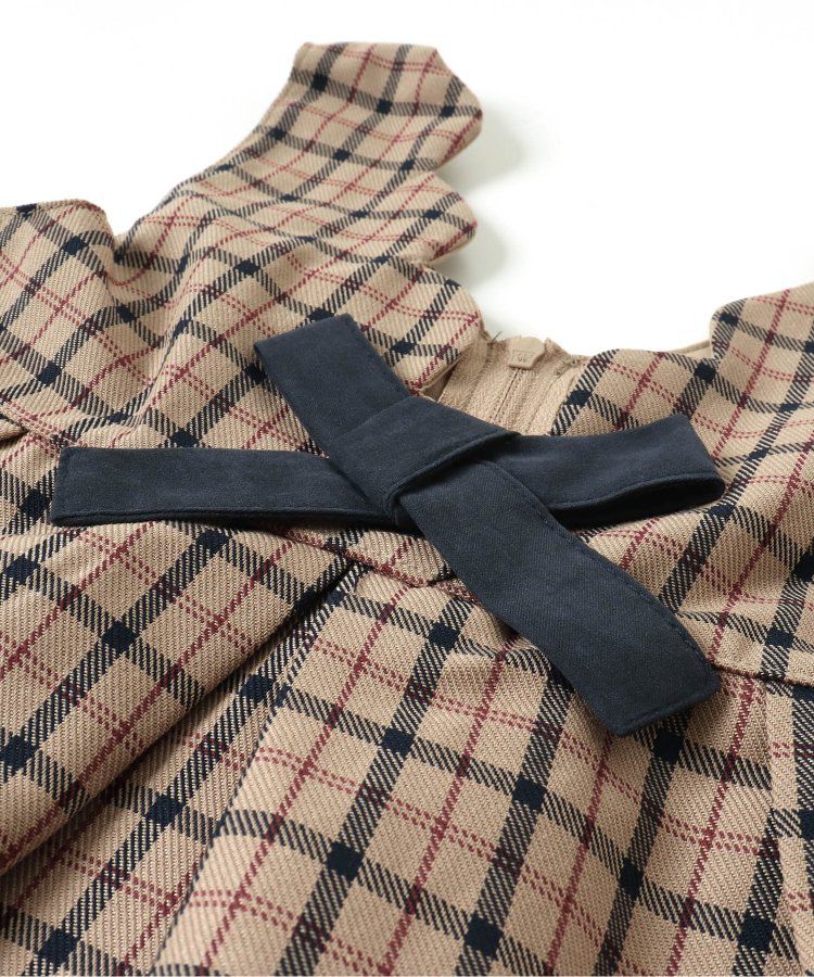 日本 apres les cours - 奢華感2WAY前後穿扇貝邊背心裙-卡其格紋