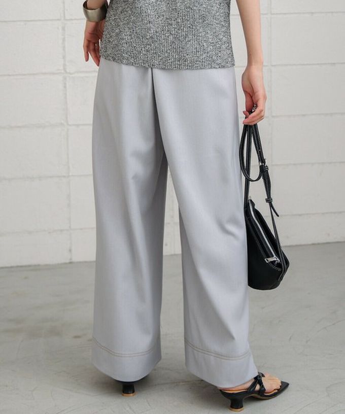 日本 Bab - 簡潔縫線俐落寬版長褲-黑