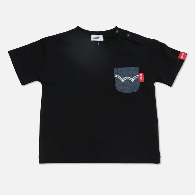 日本 Chil2 - EDWIN聯名 純棉短袖上衣-彩色標語-炭灰