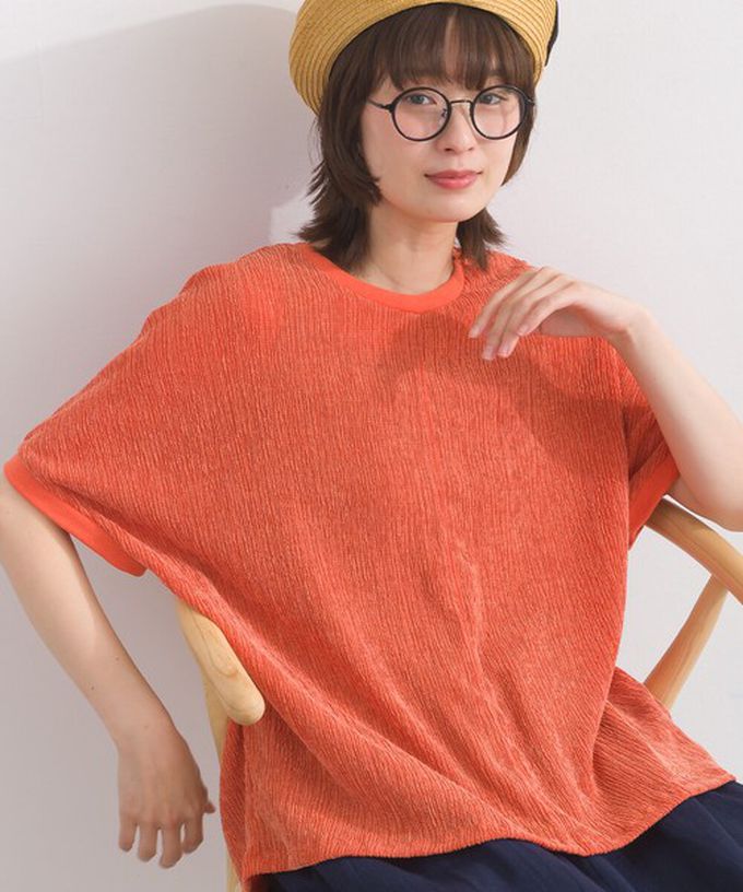 日本 Lupilien - 嫘縈混紡細緻羅紋圓領短袖上衣-薰衣草